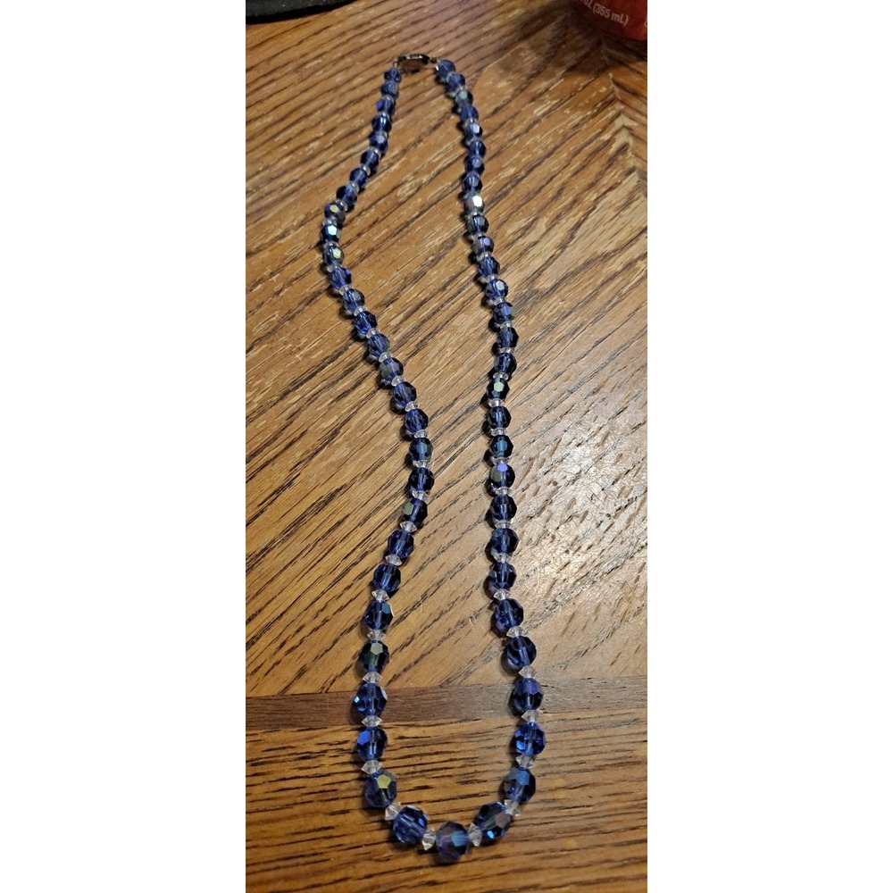 Swarovski Blue Crystal Necklace With silver Accents 12"